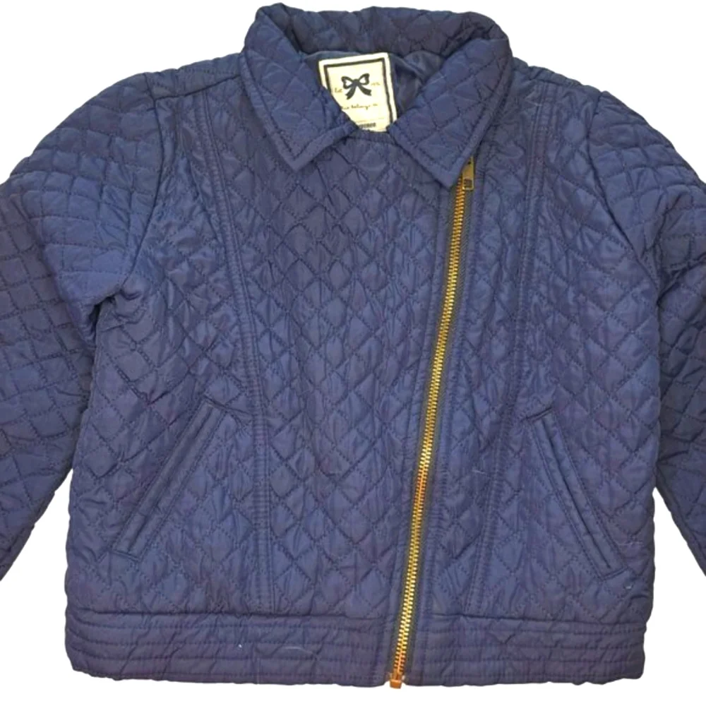 Gymboree Navy Blue Quilted Asymmetrical Jacket Size Small